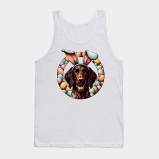 German Longhaired Pointer Enjoys Easter with Bunny Ears Tank Top